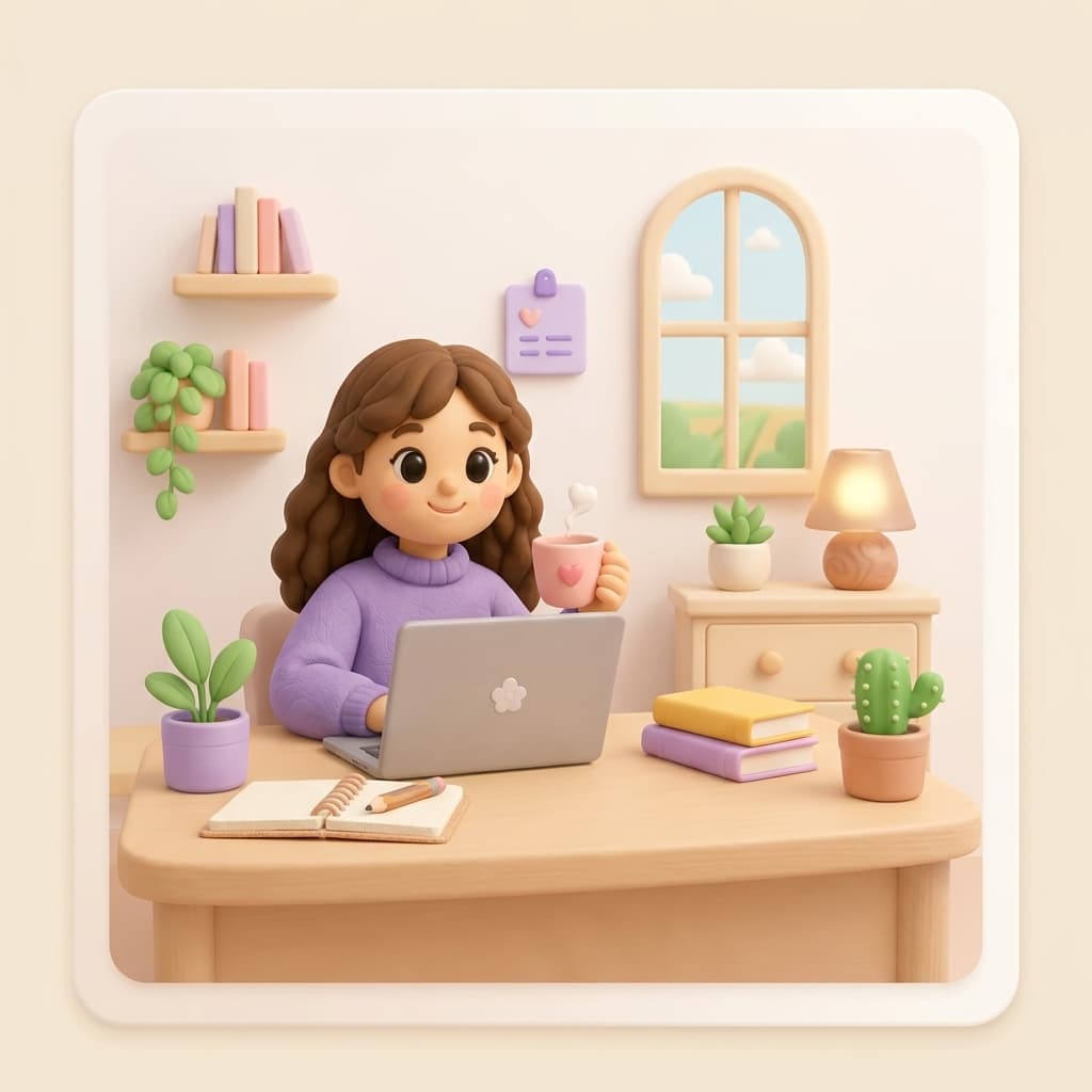 Student studying at cozy desk